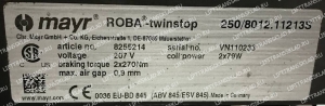 Электромагнитный тормоз mayr ROBA-twinstop 250/8012.11213S
